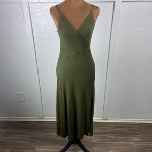 Nine Britton Olive Ribbed Green Sleeveless Maxi Dress Women’s Small